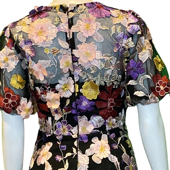 NWT Milly Yasmin Multi 3D Floral Embroidery Dress - Sz 0 - Picture 5 of 11